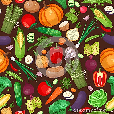 Vegetables ingredients seamless pattern Vector Illustration