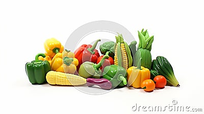 Vegetables made of coloured plasticine clay isolated on a white background Stock Photo