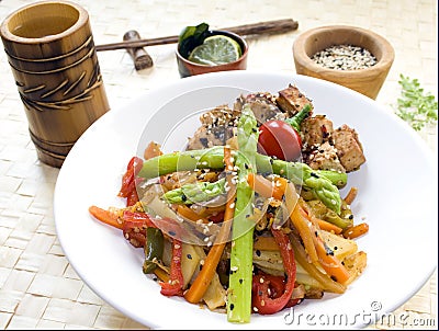 Vegetables mix stir-fried Stock Photo