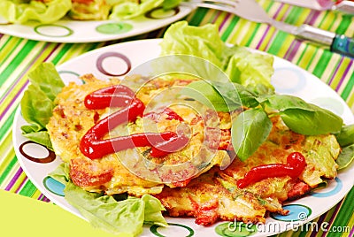 Vegetables pancakes with cabbage Stock Photo