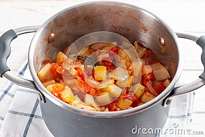 Vegetables for preparing salad for the winter. Home preparation, canning. Step by step Stock Photo