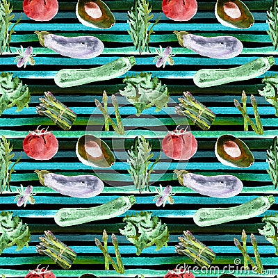 Vegetables Seamless Pattern. Repeatable Pattern with Healthy Food. Stock Photo