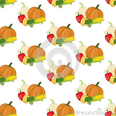 Vegetables seamless pattern Vector Illustration