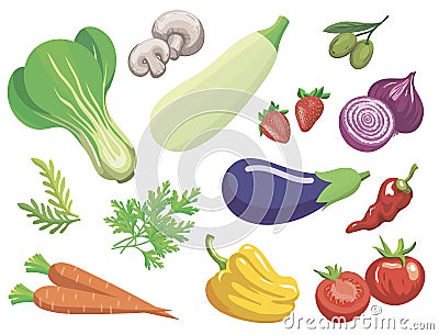 Vegetables. Set of simple color illustrations Vector Illustration