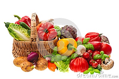 Vegetables. shopping basket. healthy nutrition Stock Photo
