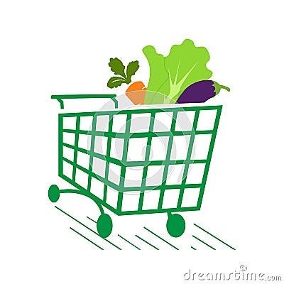 vegetables on shopping cart grocery logo icon design symbol vector illustrations Vector Illustration