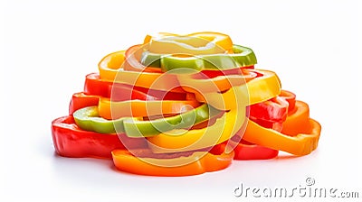 Vegetables, Sliced Bell Peppers Isolated on White Background. AI Generative Stock Photo