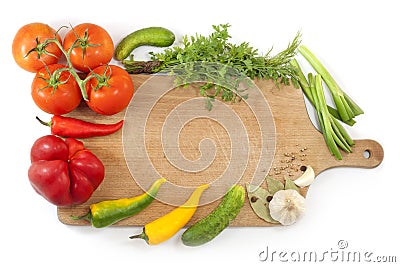 Vegetables and spices border Stock Photo