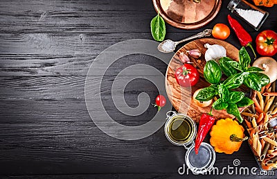 Vegetables and spices ingredient for cooking italian food Stock Photo