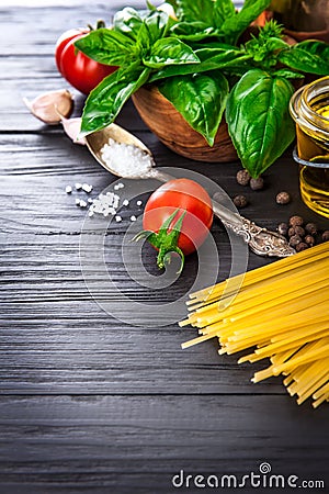 Vegetables and spices ingredient for cooking italian food Stock Photo