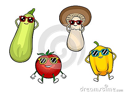 Vegetables sunbath pop art vector illustration Vector Illustration