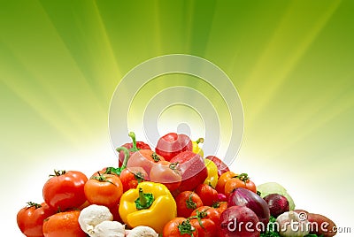 Vegetables and sunny background Stock Photo