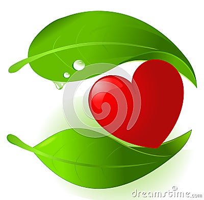 Vegetal food protecting heart Vector Illustration