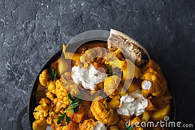 Vegetarian asian food Cauliflower curry Healthy food Stock Photo