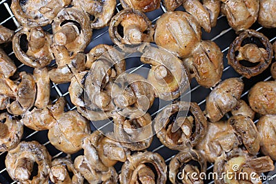 Vegetarian BBQ with mushrooms Stock Photo