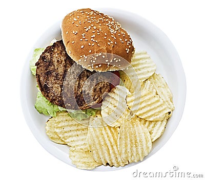 Vegetarian burger with chips Stock Photo