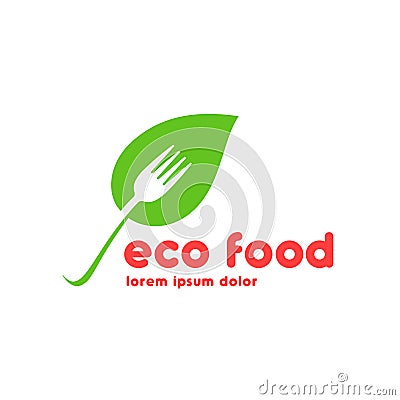 Vegetarian cafe logo design template Vector Illustration