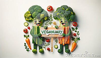 Vegetarian concept from funny vegetables. 