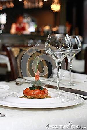 Vegetarian creative food in luxurious restaurant Stock Photo