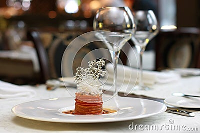 Vegetarian creative food in luxurious restaurant Stock Photo