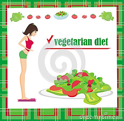 Vegetarian diet card Vector Illustration