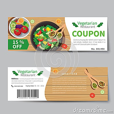 Vegetarian food coupon discount template flat design Vector Illustration