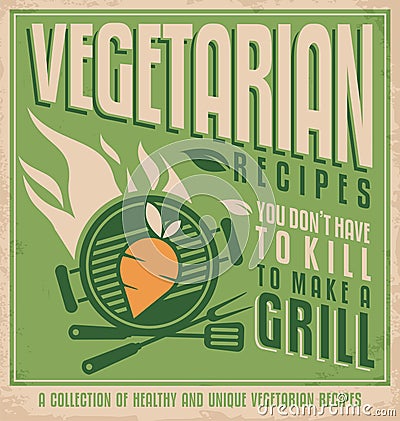 Vegetarian food vintage poster design Vector Illustration