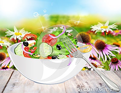 Vegetarian fresh salad Stock Photo