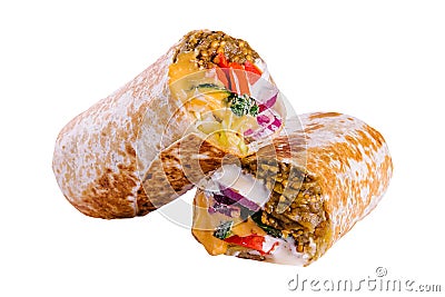 vegetarian halfs of shawarma sandwich roll Stock Photo