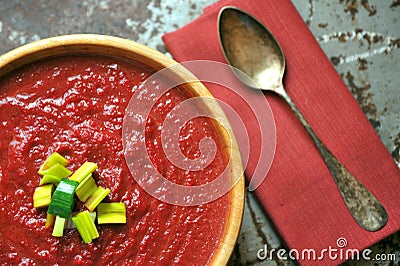 Vegetarian , healthy food with organic beet and carrot soup Stock Photo