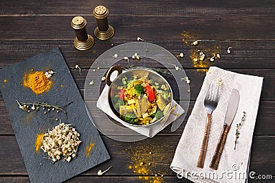 Vegetarian healthy food, restaurant indian dish Stock Photo
