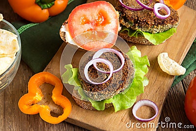 Vegetarian lentil burger Stock Photo