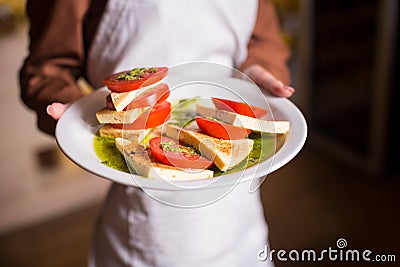 Vegetarian lunches tomato salad Caprese Stock Photo