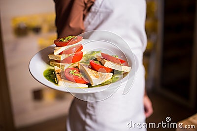 Vegetarian lunches tomato salad Caprese Stock Photo