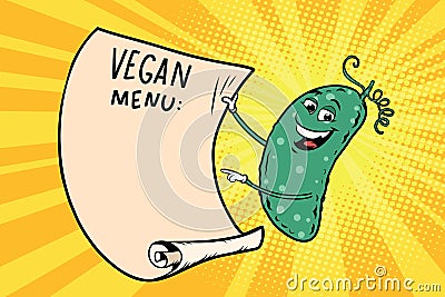 Vegetarian menu announces cucumber Vector Illustration