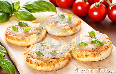 Vegetarian mini pizzas Stock Photo