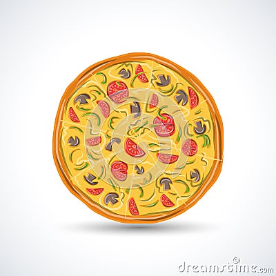 Vegetarian pizza Vector Illustration