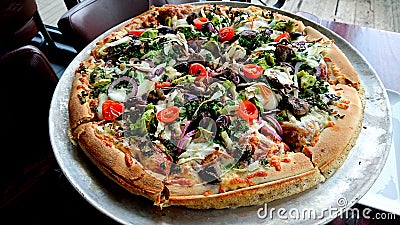 Vegetarian Pizza From Pizza Hut Stock Photo