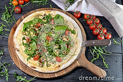 Vegetarian pizza with tomatoes Stock Photo