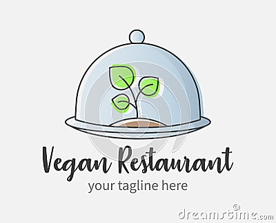 Vegetarian restaurant logo concept. Sign of natural food. Eco food icon Vector Illustration