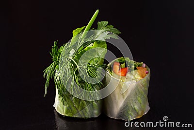 Vegetarian rolls with vegetables Stock Photo