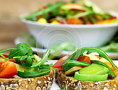 Vegetarian sandwiches - healthy meal Stock Photo