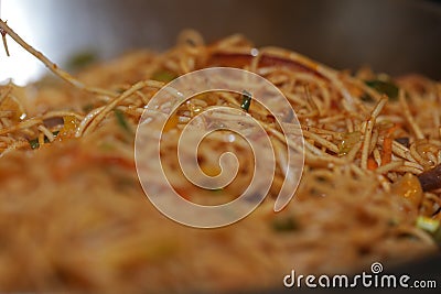 Vegetarian Schezwan Noodles Stock Photo