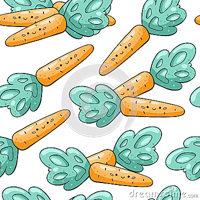 Vegetarian seamless pattern Colorful modern background. Vegetables isolated on white background. Vector Illustration