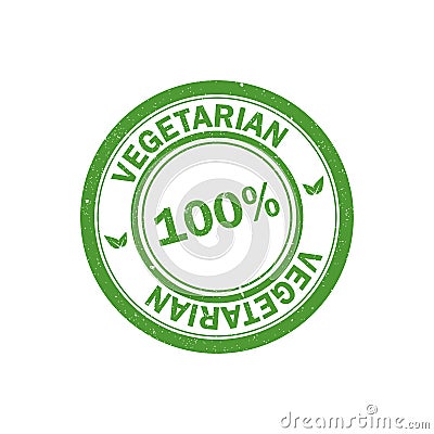 100% vegetarian stamp. Vegan logo. Vector icon Vector Illustration