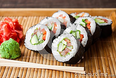 Vegetarian sushi roll Stock Photo