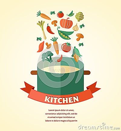 Vegetarian and vegan, healthy organic background Vector Illustration