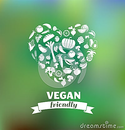 Vegetarian and vegan, healthy organic background Vector Illustration