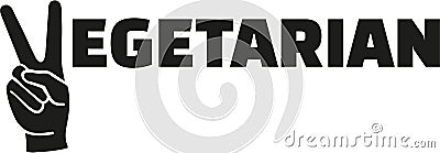 Vegetarian with victory hand Vector Illustration