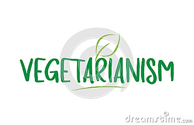 vegetarianism green word text with leaf icon logo design Vector Illustration